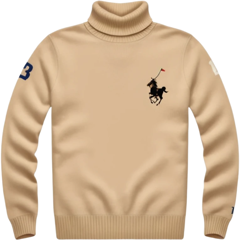 Ralph Lauren sweater, white, turtleneck, small polo logo emoji