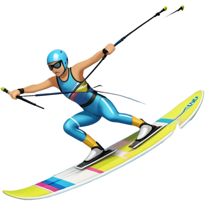 An icon featuring a close-up collage of water skis, splashing water across the surface. The design highlights the motion of the skis cutting through the water. Transparent background emphasizes the thrill of water skiing. emoji