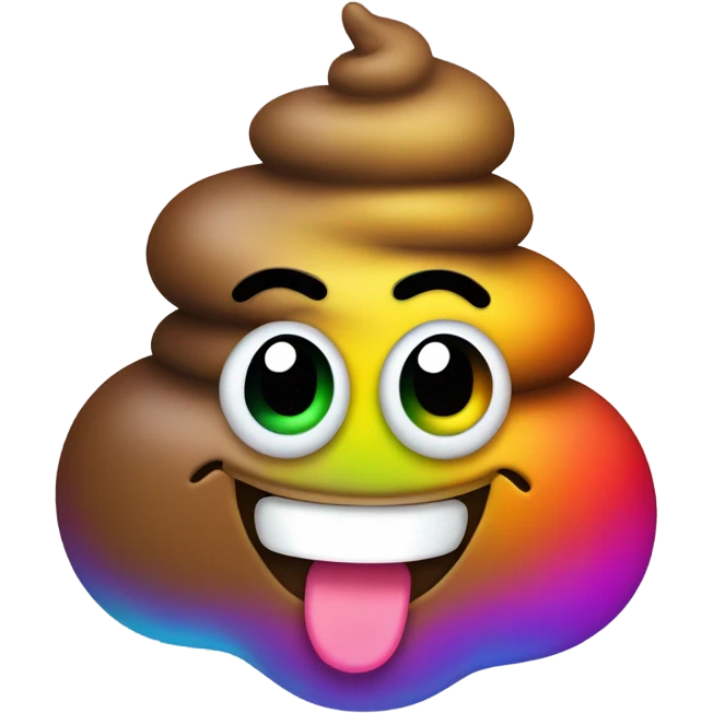 Rainbow poop with a smiley face  emoji