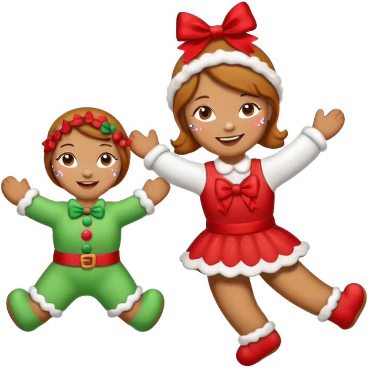 Christmas cookie with arms and legs but make it female gender, wearing red bow on her head emoji