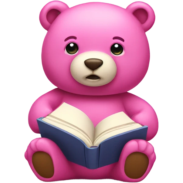 a pink bear with a book emoji