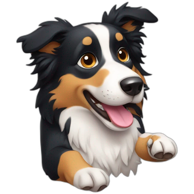Border collie con la mano arriba emoji