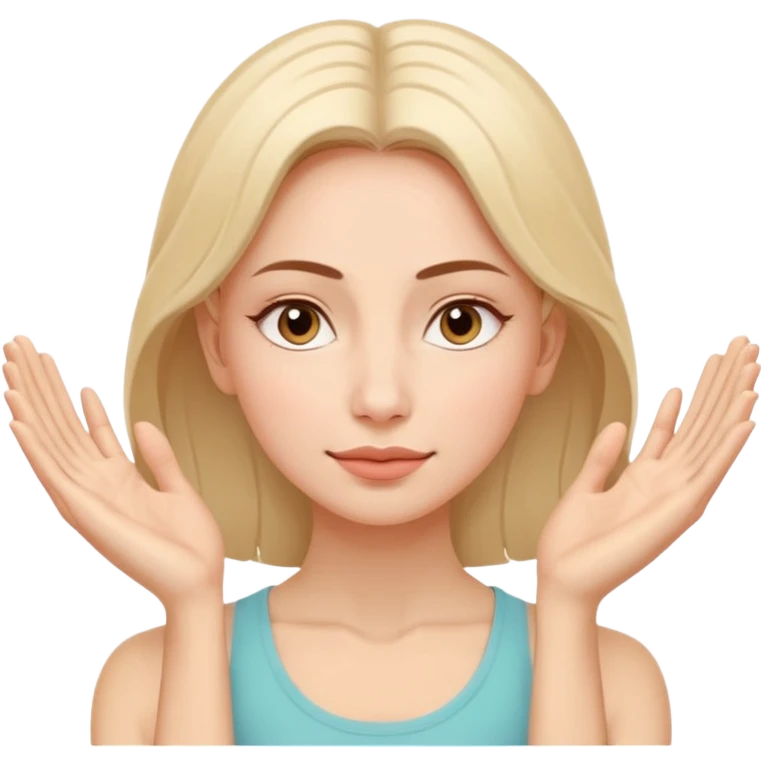 Minimal wellness-style emoji of a woman doing face yoga exercises, hands gently lifting and stretching facial muscles, calm and natural look, clear face yoga movement, simple and easy-to-understand icon, no beauty or medical elements

 emoji
