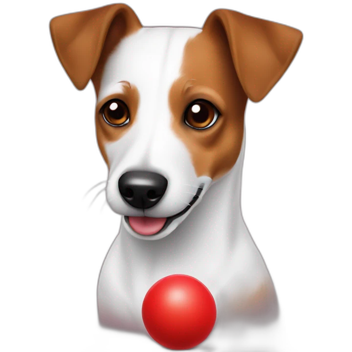 Jack Russell with small all red ball emoji