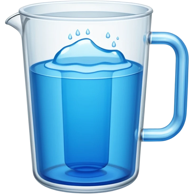 A large clear glass mug with a bright blue liquid inside. Mug had no curve to it, up and down with ridges. Similar to a beer mug. For a drink called a trashcan. Not a pitcher with a spout. Make the mug thicker and white/clear, not blue emoji
