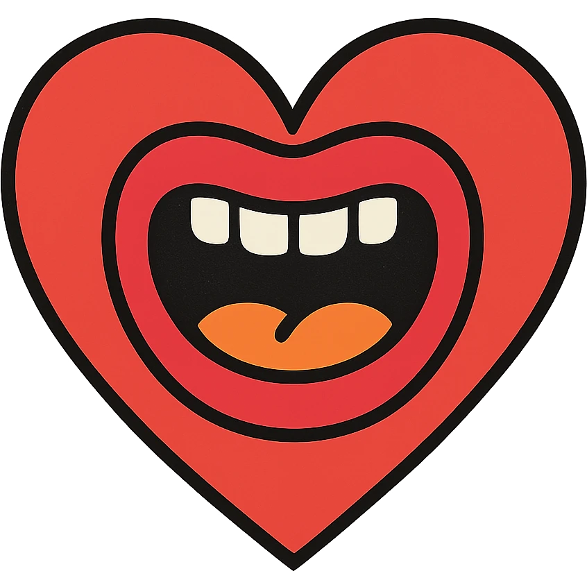 A heart with a big red mouth emoji