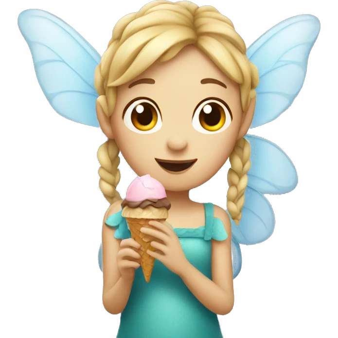 Fairy with eating ice cream emoji