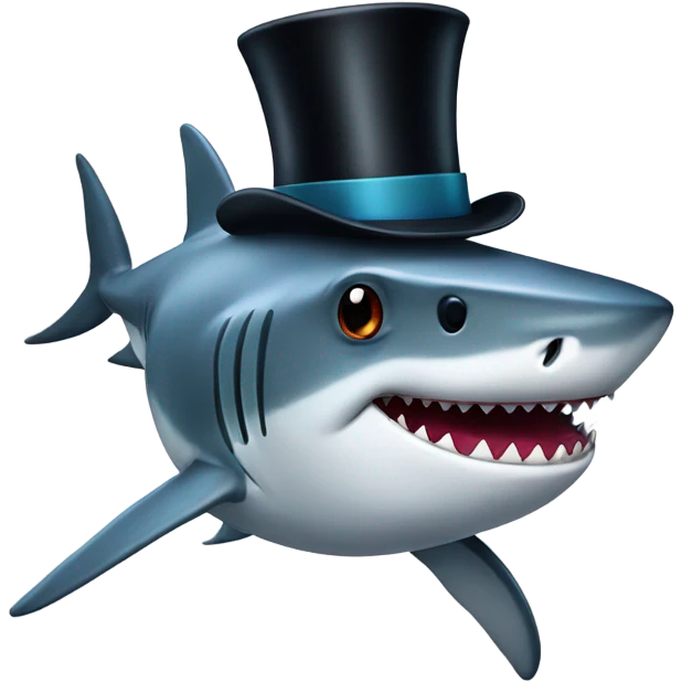 Shark with a top hat emoji