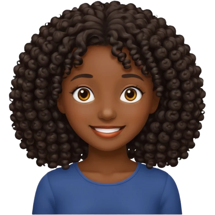 Una chica morena de cabello rizado no esponjado y color negro emoji
