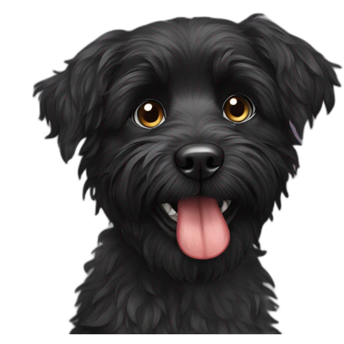 Black scruffy dog with binky in mouth emoji