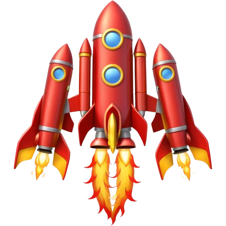 wide jetpack with rocket projectiles on both sides, back view, with flames coming out, apple style emoji emoji