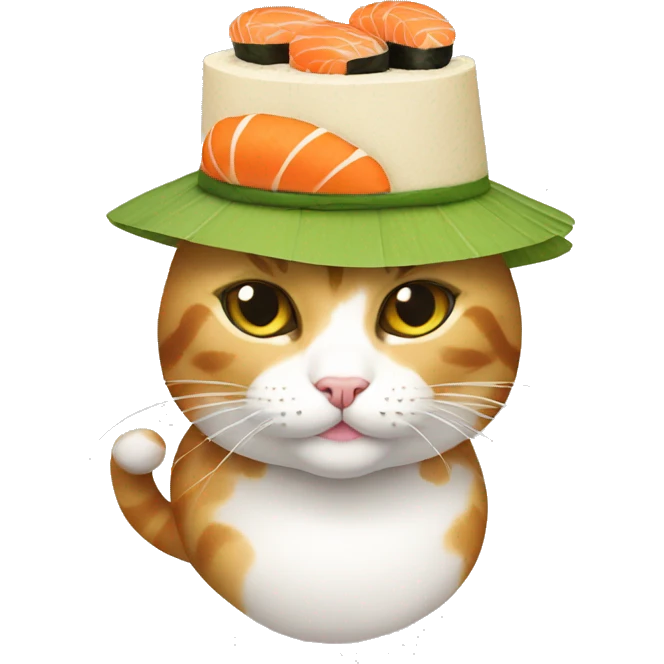 Cat wearing a sushi hat emoji