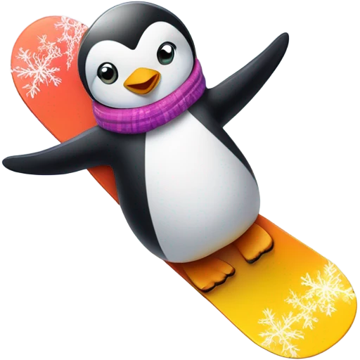 Penguin riding snowboard  emoji
