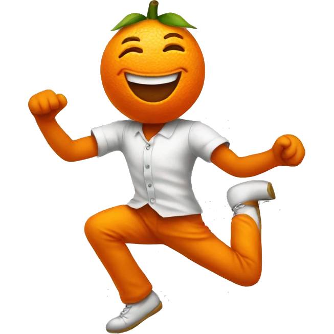 Dancing orange emoji