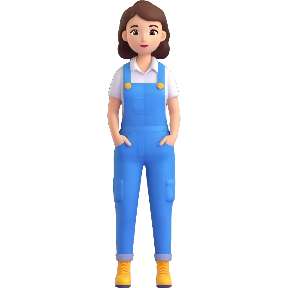 A woman in overalls emoji