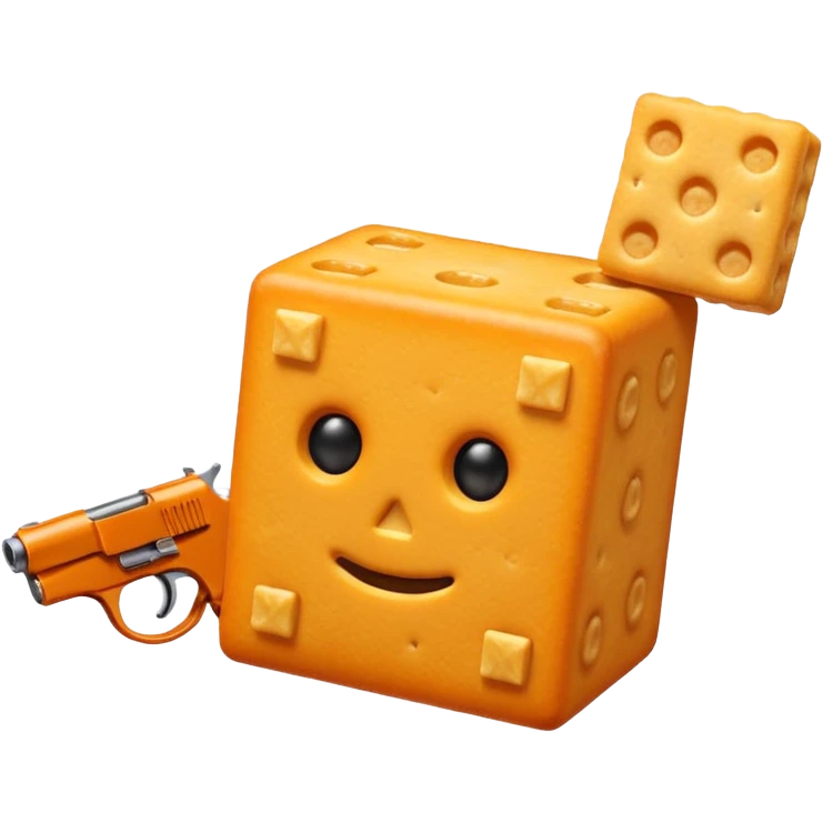 Cheez it cracker with a gun to its head emoji