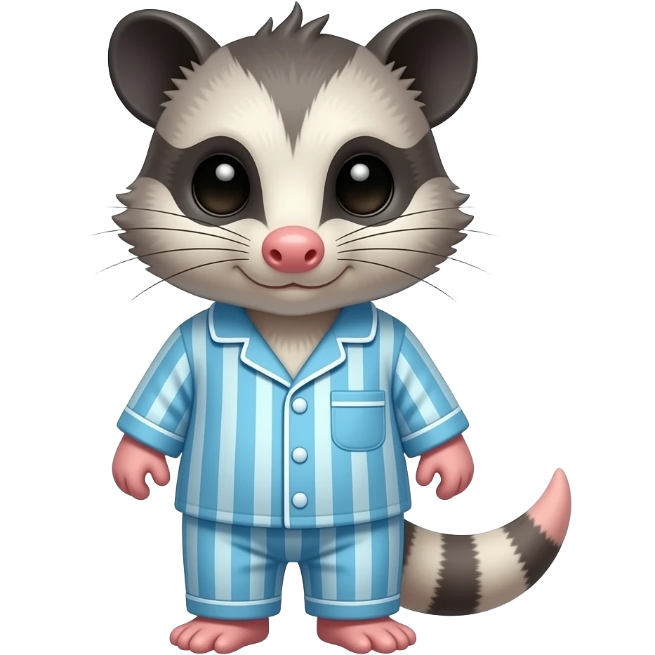 Opossum wearing pajamas emoji