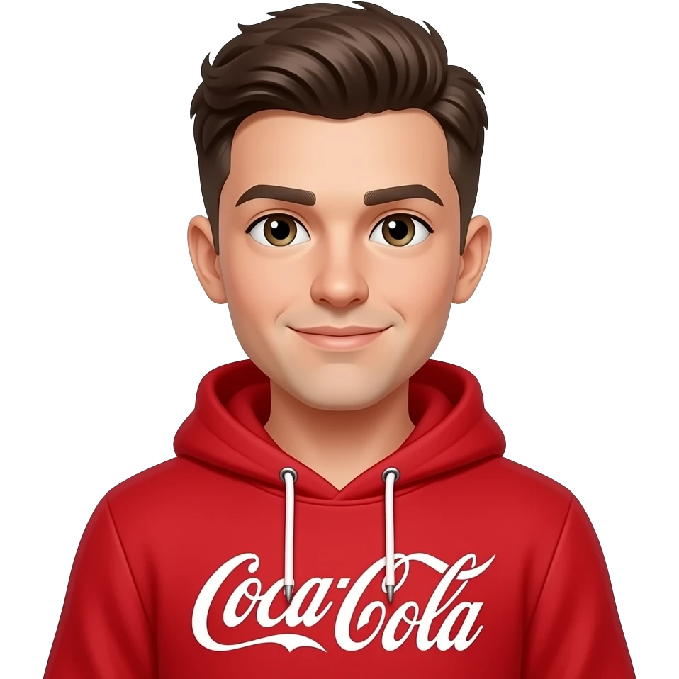 young man with edgar cut wearing coca coka hoodir emoji