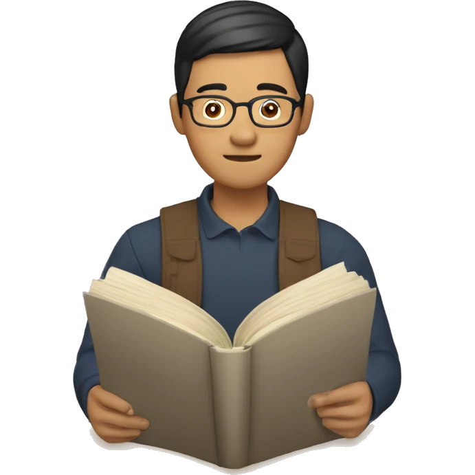 Asain man reading a  book emoji