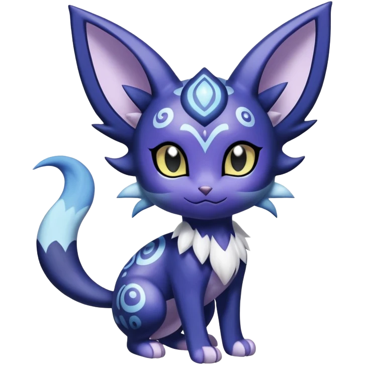 Shiny Cute Adorable Espeon-Litten-Noibat-Meowstic-Hybrid-Creature with pattern-markings emoji