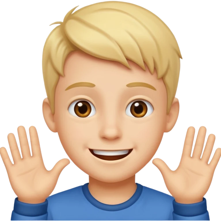 a cheerful boy greeting emoji