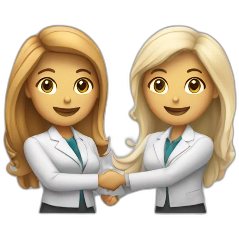 two white business women with different hair colors shaking hands emoji