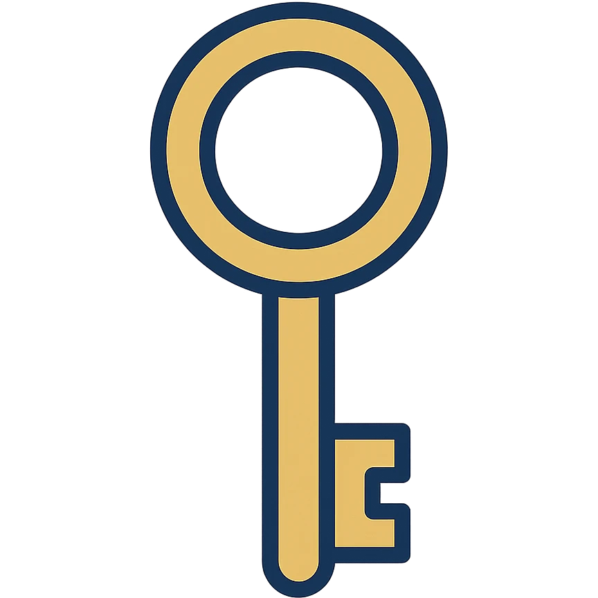 logo in the shape of a gold key, minimalist logo style emoji