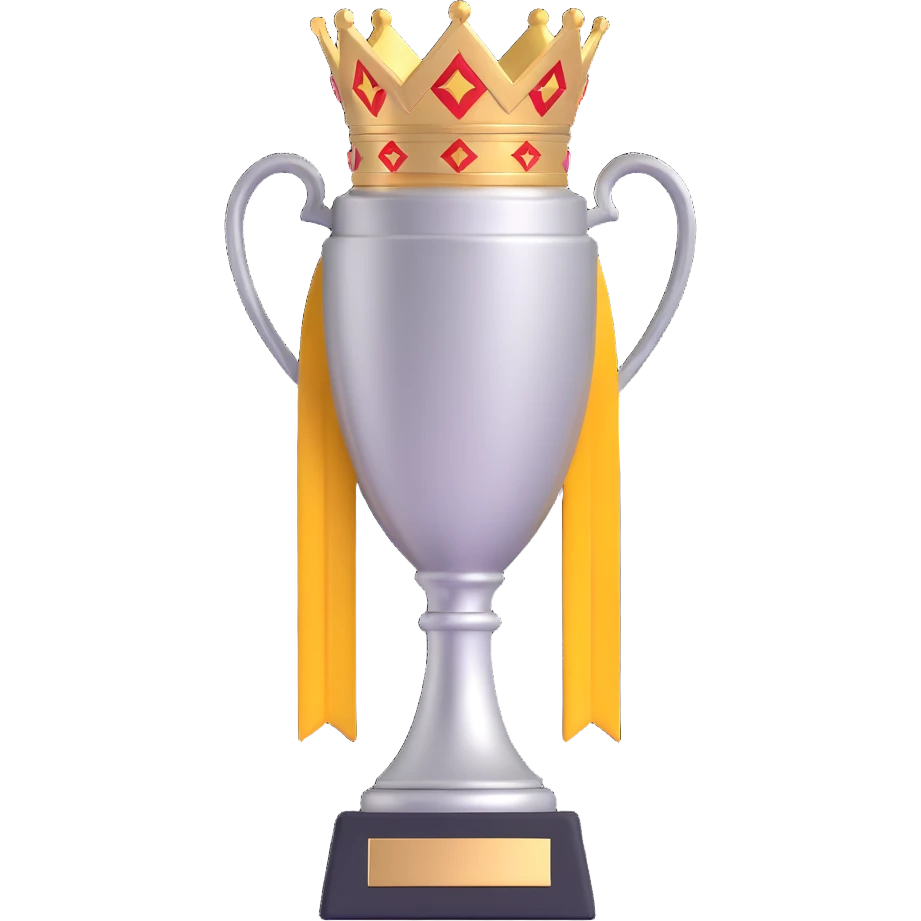 Europa League cup trophy, metallic silver and gold, simple and bold, no text emoji