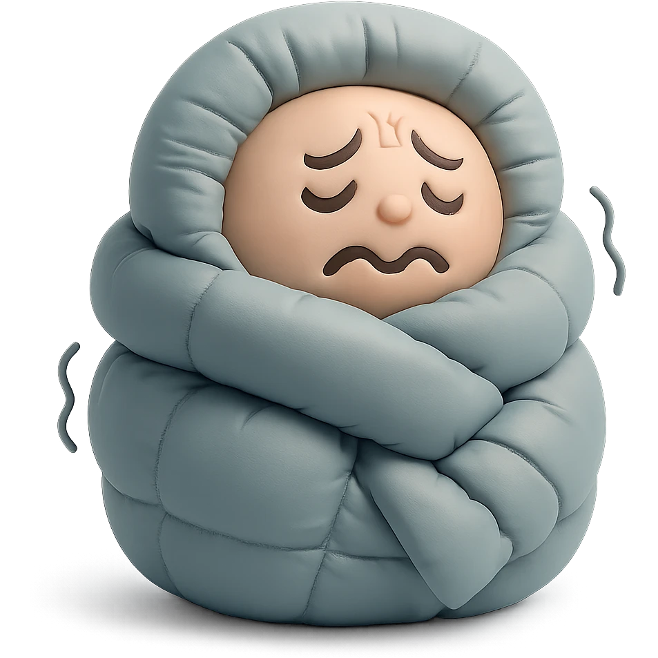 plush face bundled in scarf, shivering, cold weather emoji