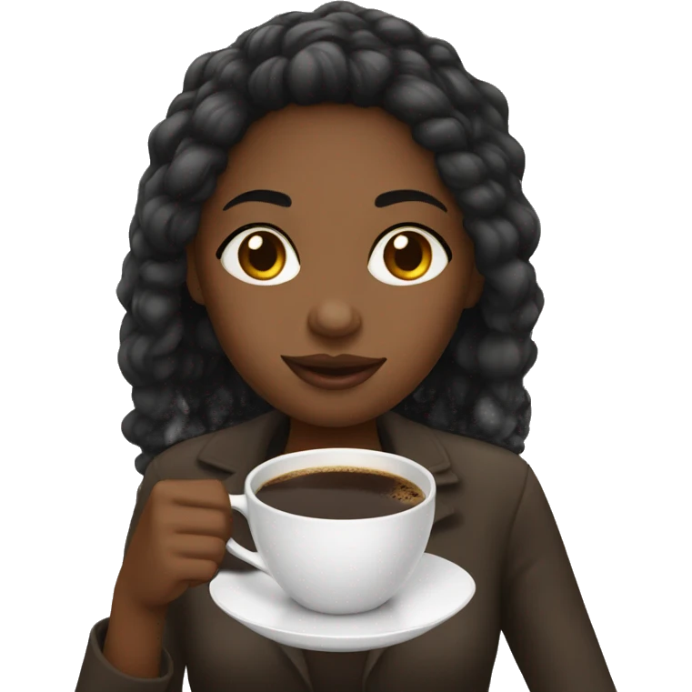 Black girl drinking coffee emoji