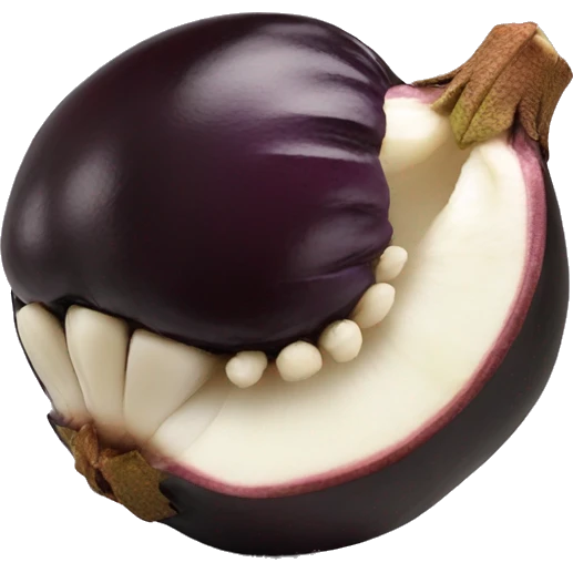 Peeled mangosteen with black skin emoji