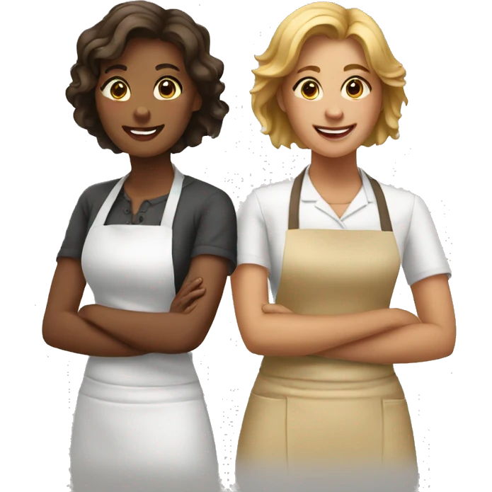two woman friends who work at a bakery emoji