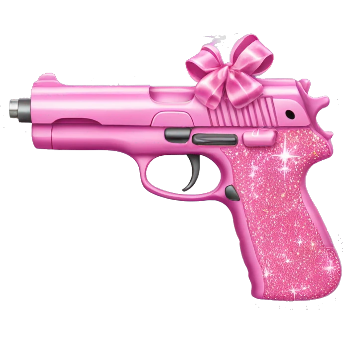 Pink gun with sparkles all over with a bow emoji