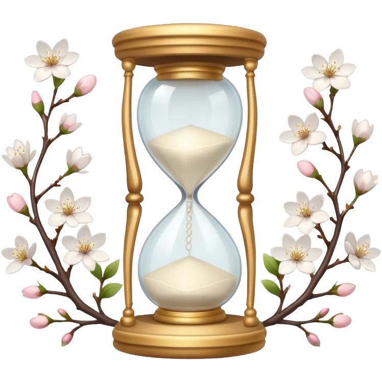 White pastel and white Cherry Blossom hourglass emoji