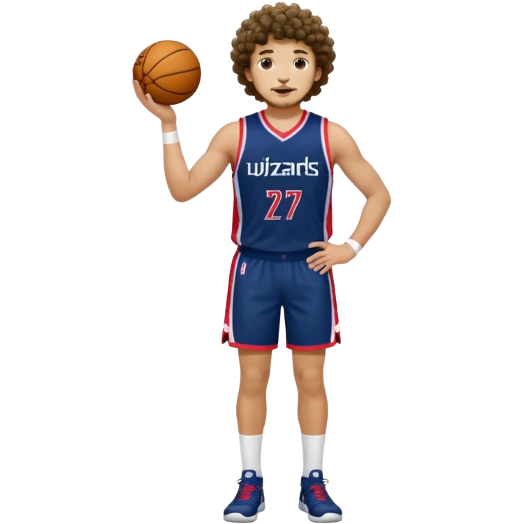 Curly hair short facial hair Washington Wizards Jersey white socks cover up the ankle legs and knees a right arm sleeve on your right arm full body Standing Tall emoji
