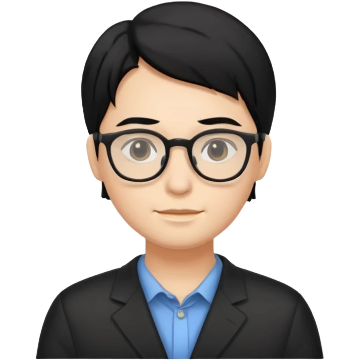 Bug with middle part black hair and glasses emoji