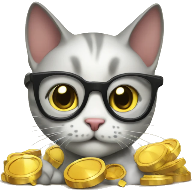 Cat with playing crypto trading  emoji