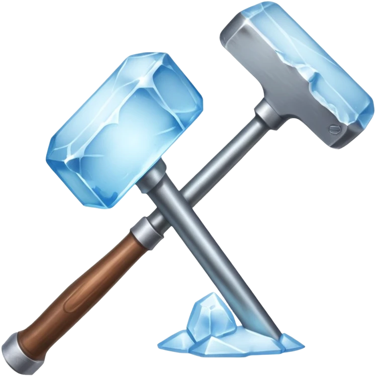 an ice and a big hammer, means break the ice emoji