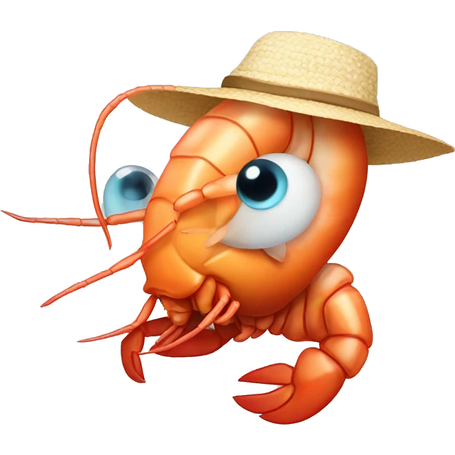 Shrimp with a hat emoji