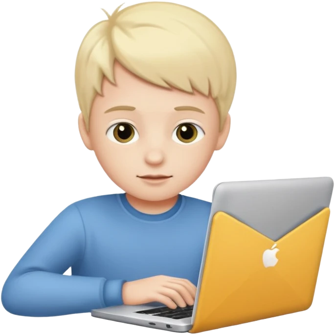 a white child programs on a laptop emoji