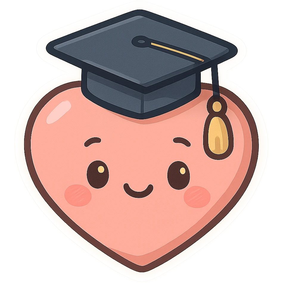 heart with a graduation cap motif emoji
