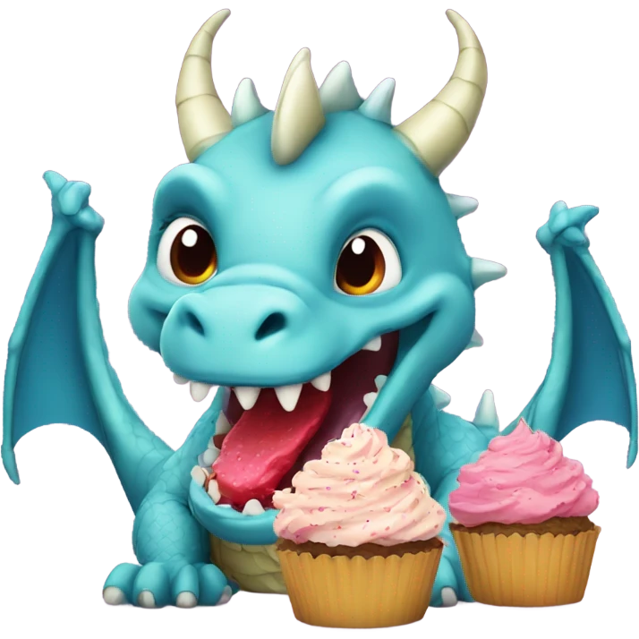 Dragon eating cupcakes  emoji
