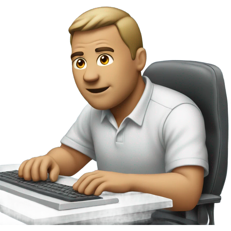 Large man playing computer emoji