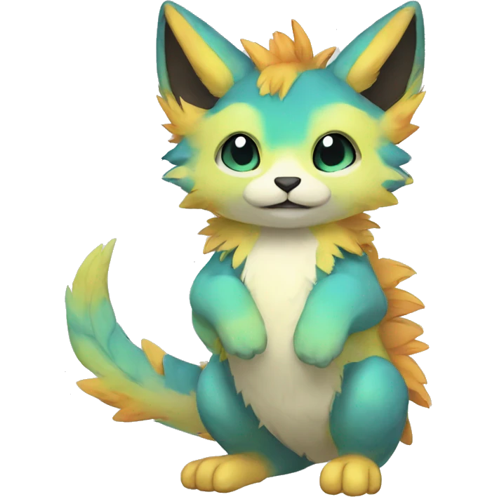 Cute cool colorful animal hybrid Fakemon full body emoji