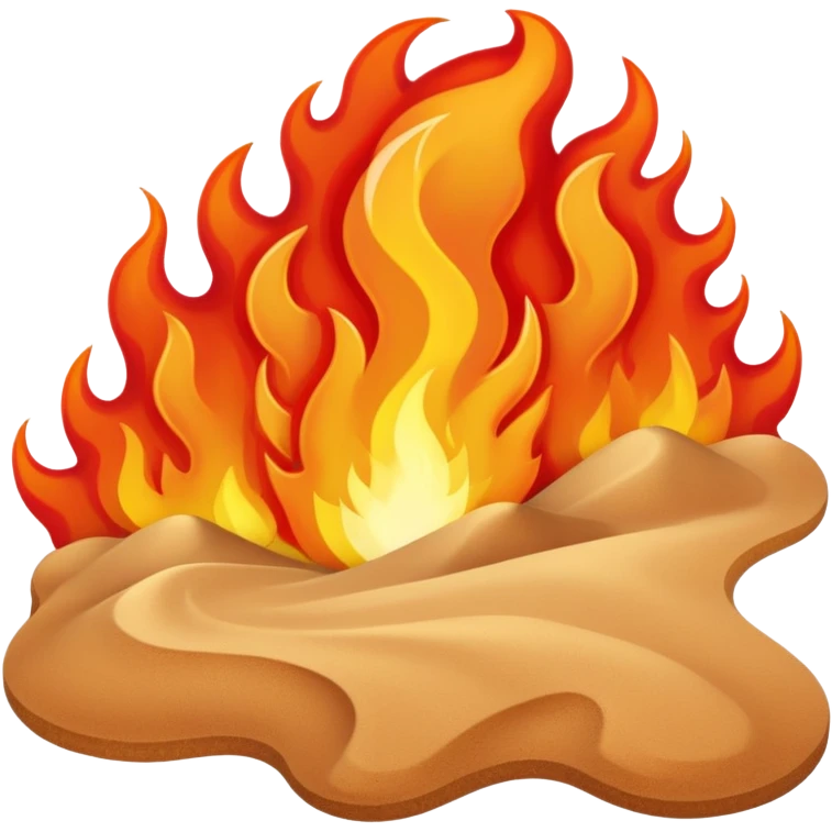 hot desert sand with flames and heat waves rising from it emoji