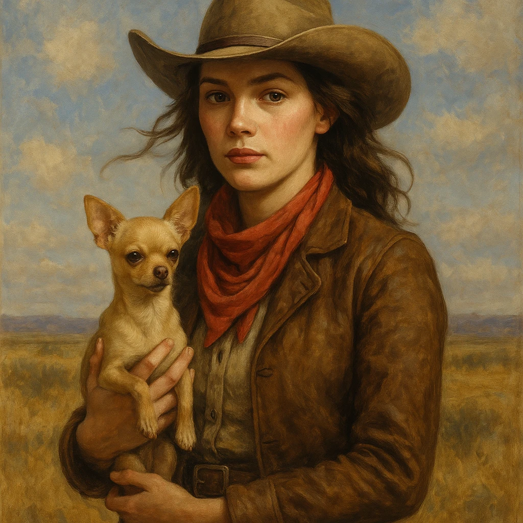femme cowboy avec son chihuahua, style 3 emoji