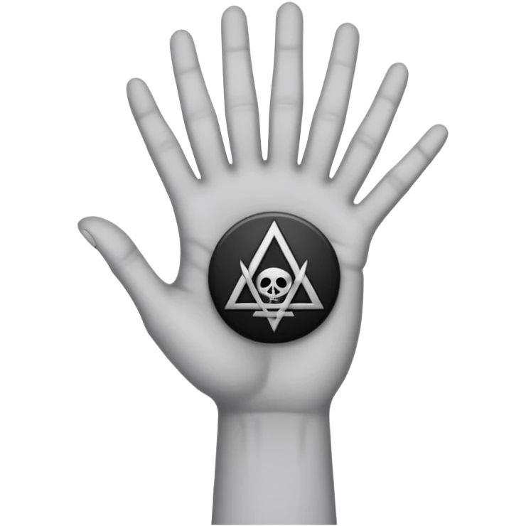 light grey hand with a black occult symbol on the palm and wrist slit emoji