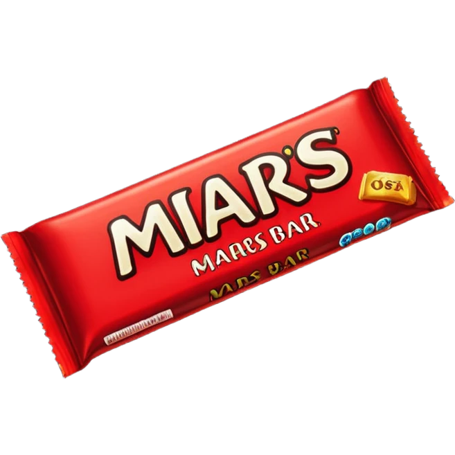 Draw a Mars bar in its classic black wrapper with bold red logo. emoji