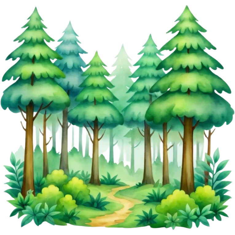 watercolor misty forest emoji