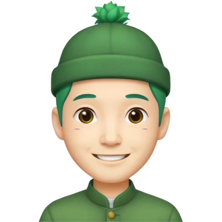 chinese man green haired and hat emoji